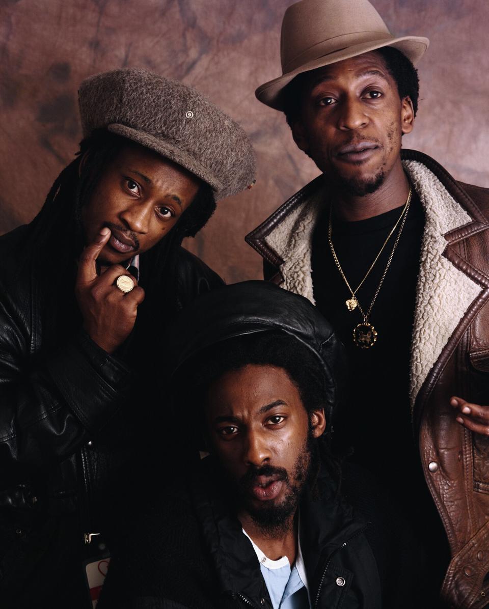 Aswad, London, 1987. Left to right: Brinsley Forde, Drummie Zeb and Tony Robinson