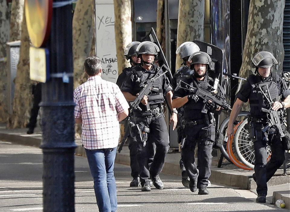 Van jumps sidewalk in Barcelona injuring several people