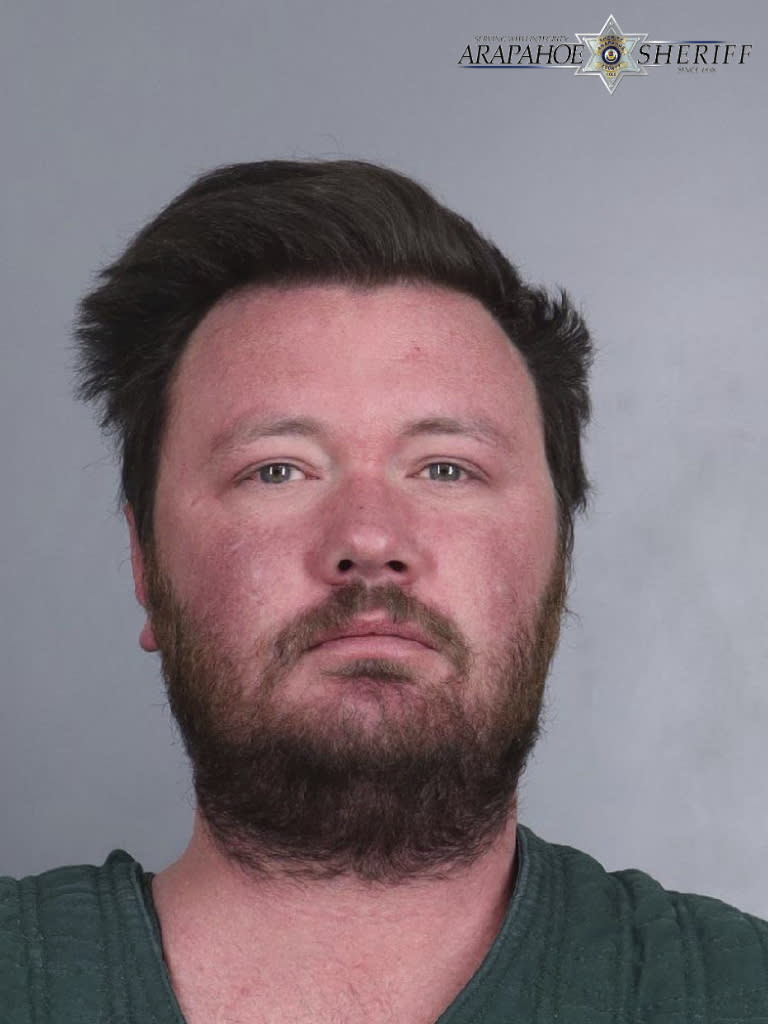 This image provided by the Arapahoe Sheriff shows Miles Harford. Harford, a former funeral home owner accused of keeping a woman's corpse in the back of a hearse for two years and hoarding the cremated remains of 35 people has been arrested, Thursday, Feb. 22, 2024. (Arapahoe Sheriff's Department