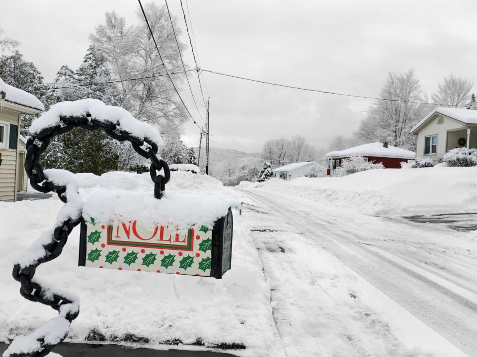 noel christmas mailbox during winter in new hampshire usa