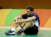 <p>Federico Fernandez of Argentina reacts to the loss to Croatia n Day 4 of the Rio 2016 Olympic Games at the Future Arena on August 9, 2016 in Rio de Janeiro, Brazil.Croatia defeated Argentina 27-26. (Photo by Elsa/Getty Images) </p>