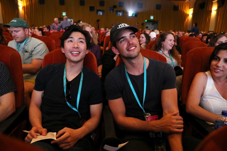 Filmmakers Sean Wang, left, and Sam Davis attend opening night of the 29th annual Palm Springs International ShortFest at the Palm Springs Cultural Center in Palm Springs, Calif., on Tuesday, June 20, 2023.