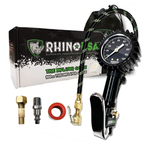 Rhino USA Tire Inflator with Pressure Gauge