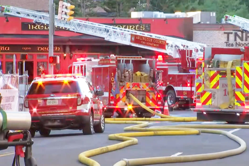 A vehicle crashed into a building in Arlington, Virginia, causing a structure fire and multiple injuries. (WRC)