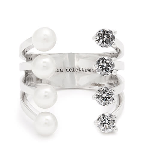 <p><strong>Delfina Delettrez</strong> ring, $4,473, matchesfashion.com</p><p><a rel="nofollow noopener" href="https://www.matchesfashion.com/products/Delfina-Delettrez-Diamond%2C-pearl-%26-white-gold-ring%09-1169241" target="_blank" data-ylk="slk:BUY NOW;elm:context_link;itc:0;sec:content-canvas" class="link ">BUY NOW</a></p>