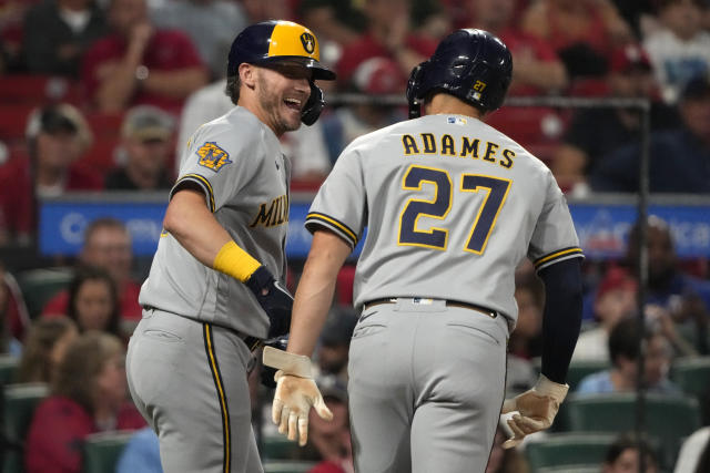 St. Louis Cardinals' Willson Contreras celebrates after hitting a solo home  run during the sixth inning of a baseball game against the Pittsburgh  Pirates Friday, Sept. 1, 2023, in St. Louis. (AP