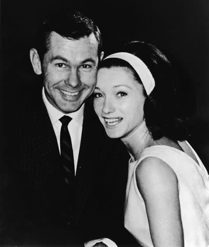 <p>Hulton Archive/Getty</p> Johnny and Joanne Carson