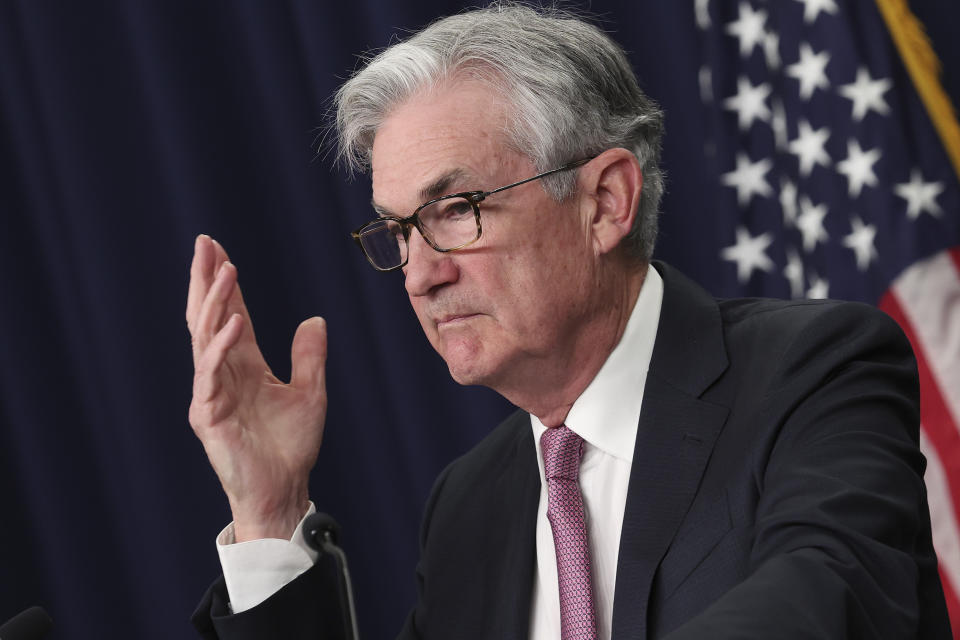 Federal Reserve Chairman Jerome Powell speaks at a news conference following a Federal Open Market Committee meeting on May 04, 2022 in Washington, DC. (Photo by Win McNamee/Getty Images)