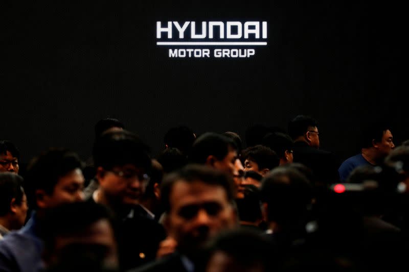 FILE PHOTO: Employees of Hyundai Motor Group leave after the company's new year ceremony in Seoul