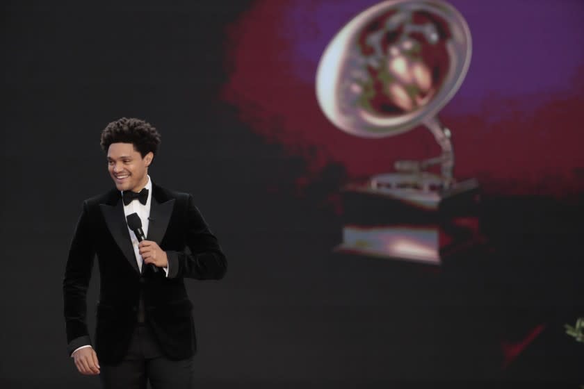 Los Angeles, CA, Sunday, March 14, 2021 - Trevor Noah hosted the 63rd Grammy Award outside Staples Center. (Robert Gauthier/Los Angeles Times)