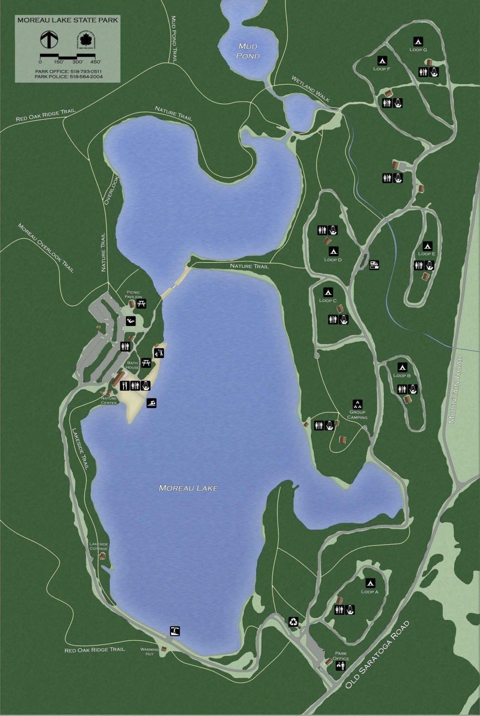 A map of Moreau Lake State Park / Credit: parks.ny.gov
