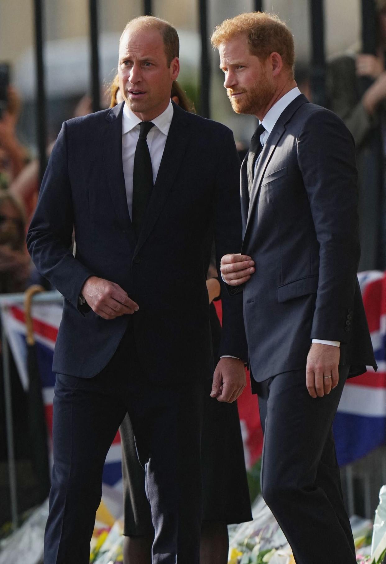 The Prince and Princess of Wales view the tributes at Windsor