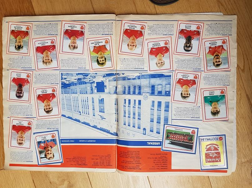 The Arsenal page of the Football 84 sticker book