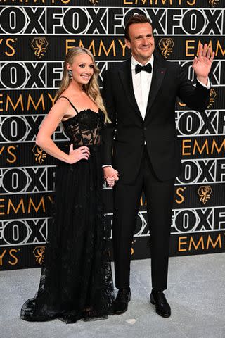 <p>Getty Images</p> Jason Segel and Kayla Radomski at the 2023 Emmy Awards