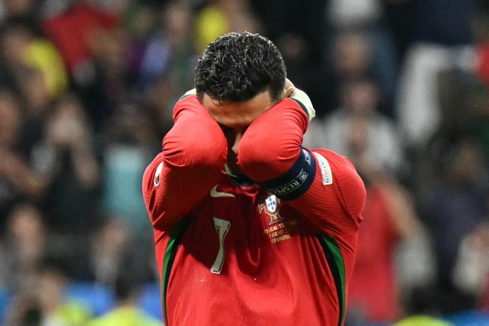 Cristiano Ronaldo has yet to score a goal at Euro 2024 (AFP via Getty Images)