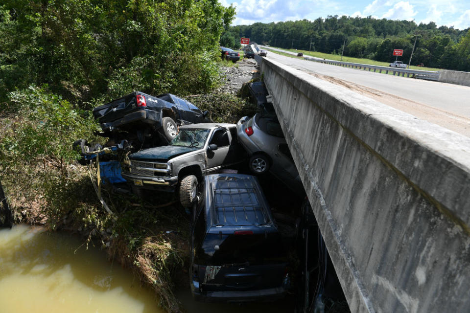 A view of the damage after heavy rain and devastating floods in Waverly, Tennessee, United States.