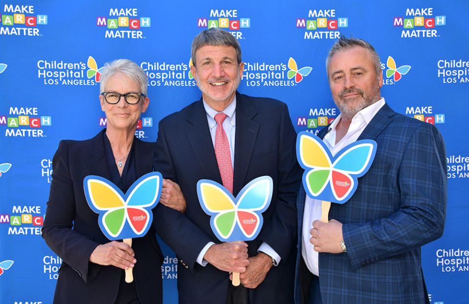 Jamie Lee Curtis, CHLA president and CEO Paul S. Viviano and Matt LeBlanc - Credit: Araya Doheny/Getty Images