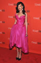 Fellow pop princess Rihanna was also dressed to impress this week. On Tuesday evening, the "S&M" singer hit the red carpet for <em>TIME</em>'s 100 Most Influential People gala at Lincoln Center in NYC. What do you think of RiRi's flirty outfit, which consisted of a fuchsia Marchesa masterpiece, Christian Louboutin heels, and Wilfredo Rosado earrings? Hot or not? (4/24/2012)