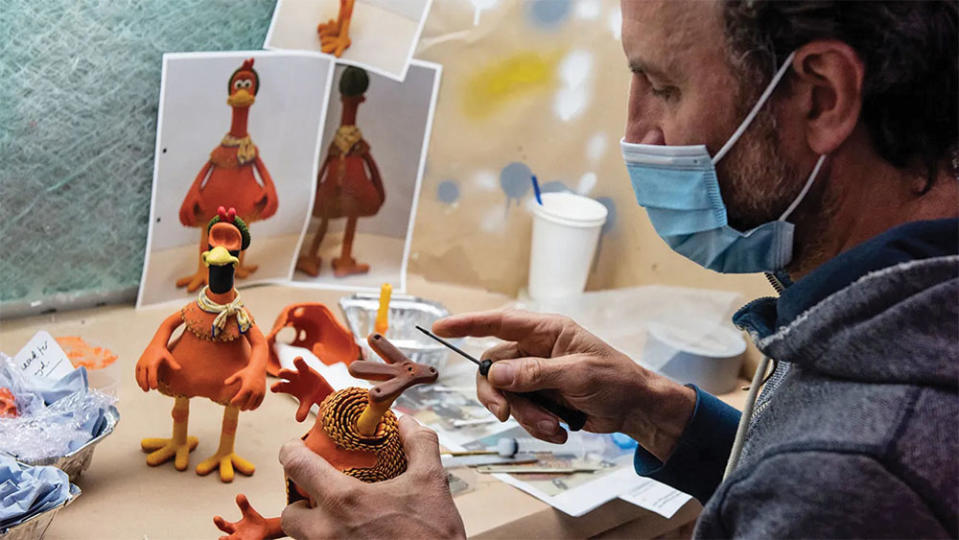 The characters in Aardman and Netflix’s Chicken Run: Dawn of the Nugget are “like bottle shapes with arms and legs,” says exec producer Peter Lord, who directed 2000’s Chicken Run.