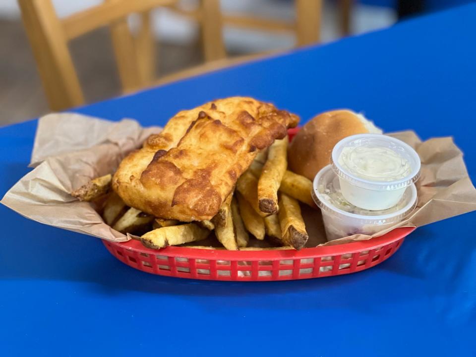 OK UK Fish-n-Chips  crafts its namesake fish and chips from hand-cut fillets of cod in a house-made beer batter. The restaurant also cuts its fries (er, chips) by hand.