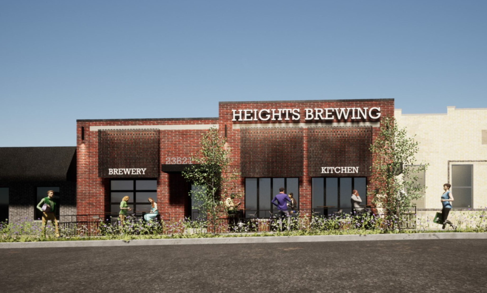 A rendering of Heights Brewing, which will open in September 2023 in downtown Farmington.