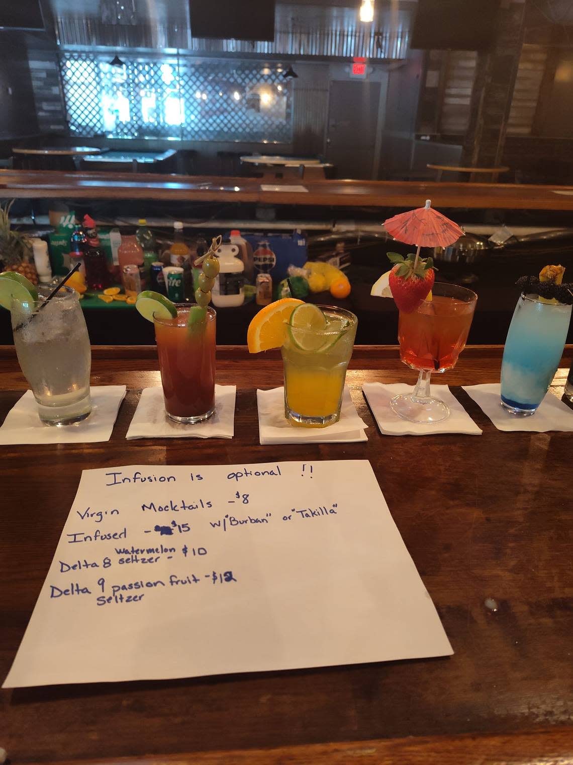 Mocktails at Cosmic Fry can come infused with infused with CBD or Delta 9. Provided