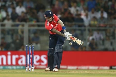 Cricket - South Africa v England - World Twenty20 cricket tournament - Mumbai, India, 18/03/2016. England's Jason Roy plays a shot. REUTERS/Danish Siddiqui