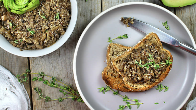 Mushroom duxelles on bread