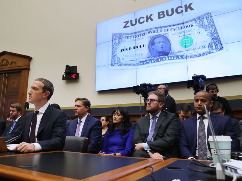 Facebook CEO Mark Zuckerberg testifies before the House Financial Services Committee on Capitol Hill October 23, 2019, about Facebook's proposed cryptocurrency, libra. 