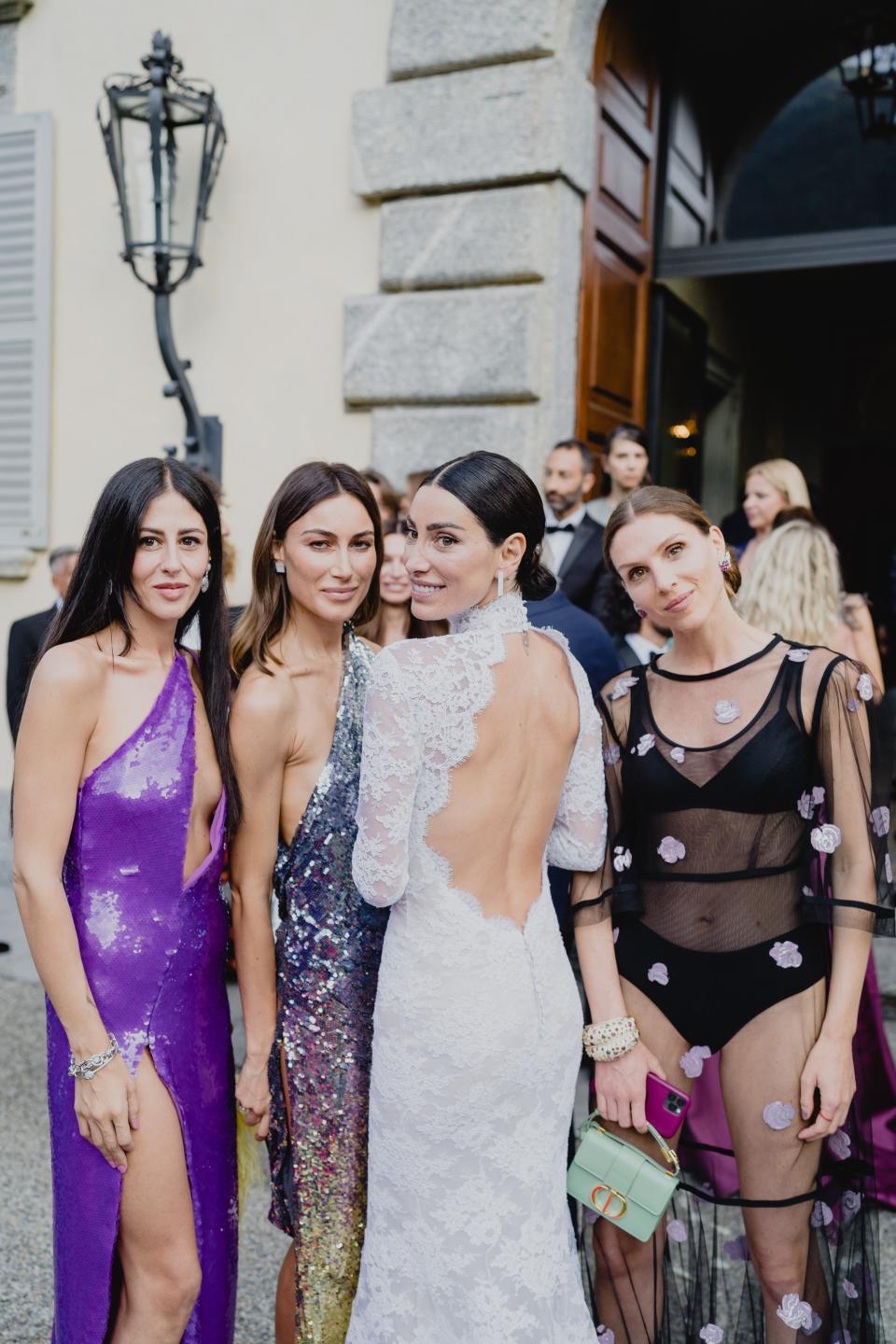 Giorgia Gabriele Wore a Custom Off-White Wedding Dress With a 26-Foot Train to Her Ceremony on Lake Como