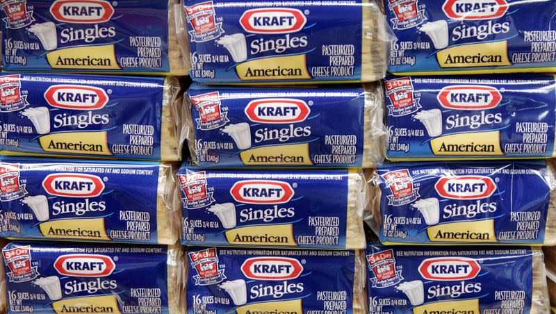 Packages of Kraft Singles are seen in this July 24, 2006, file photo, in Chicago. Kraft Heinz is recalling 80,000 cases of American cheese Kraft Singles.