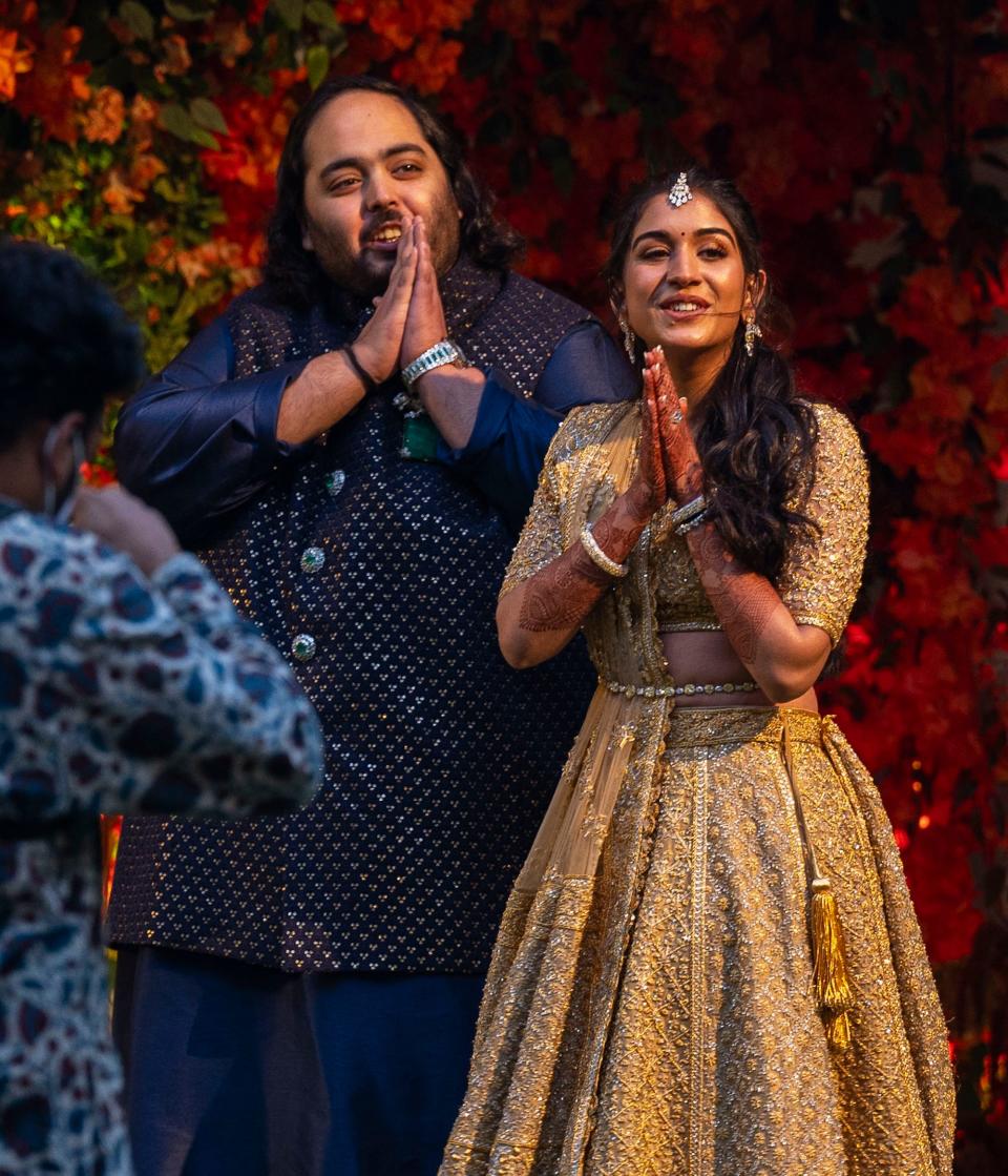 Radhika Merchant and Anant Ambani at their engagement ceremony in January 2023.