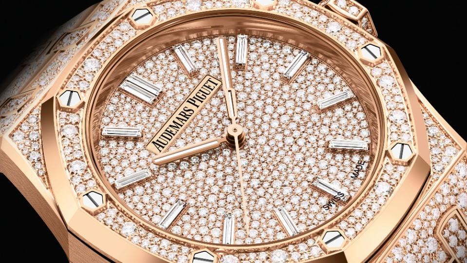 Audemars Piguet Royal Oak High Jewelry with snow set diamonds in 18-karat pink gold