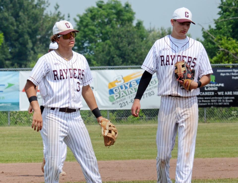 Charlevoix's ace pitchers of Bryce Johnson (left) and Owen Waha (right) have formed one of the best duos in Division 3 this season and have the Rayders playing in the second week of the postseason.