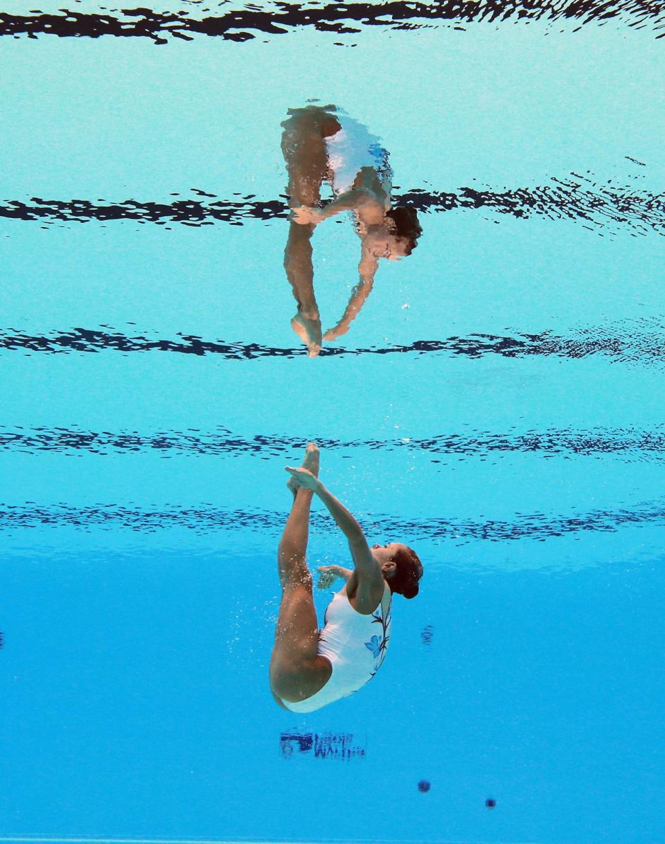 <p>Anna Voloshyna of Ukraine competes in the synchronized Solo Technical Women Preliminary at the 17th FINA World Aquatics Championships in, Budapest, Hungary, July 14, 2017. (Photo: Michael Dalder/Reuters) </p>