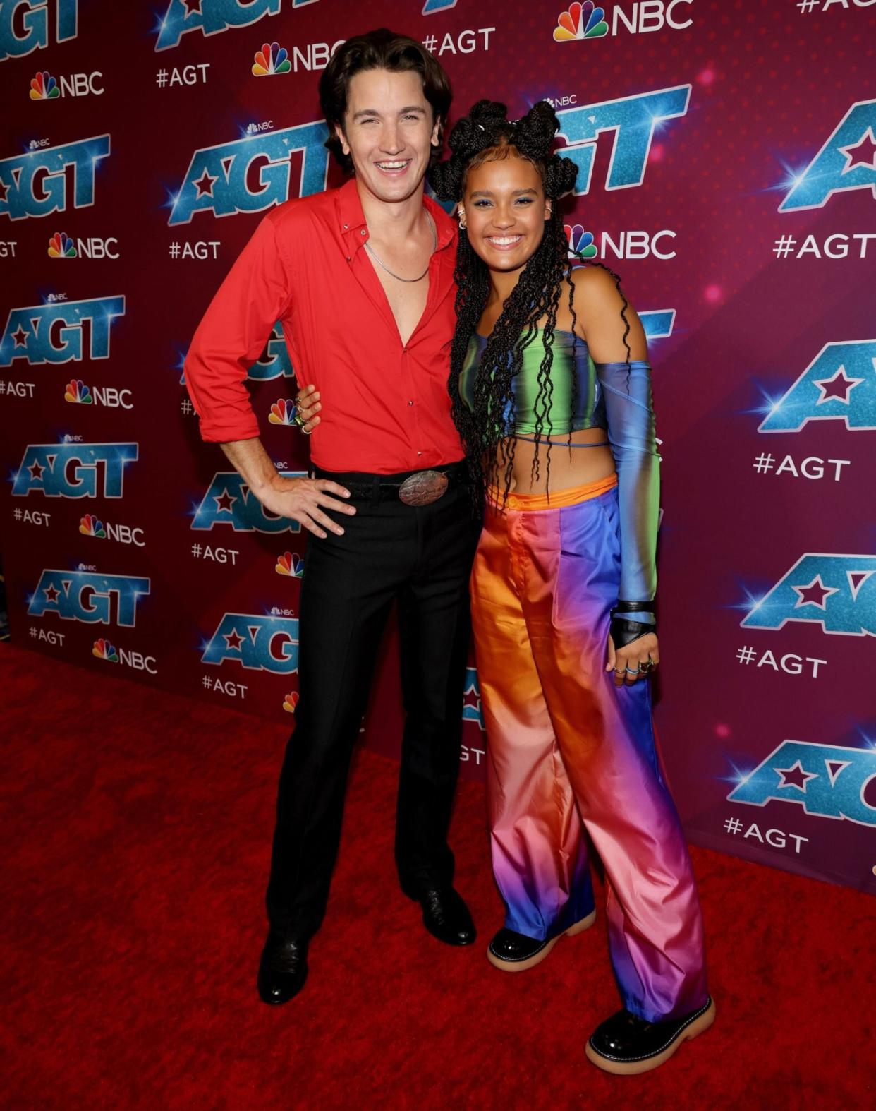 Drake Milligan and Sara James attend a "America's Got Talent"