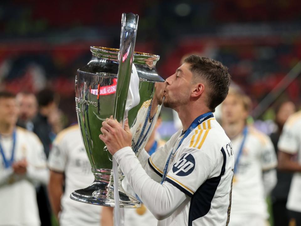 Valverde played a key role in Real Madrid’s UCL success. (Photo by Alex Pantling/Getty Images)