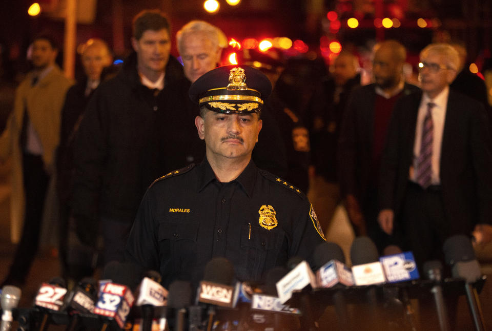 MILWAUKEE, WISCONSIN - FEBRUARY 26: Milwaukee Police Chief Alfonso Morales speaks to the media following a shooting at the Molson Coors Brewing Co. campus on February 26, 2020 in Milwaukee, Wisconsin. Six people, including the gunman, were reportedly killed when an ex-employee opened fire at the MillerCoors building on Wednesday. (Photo by Nuccio DiNuzzo/Getty Images)