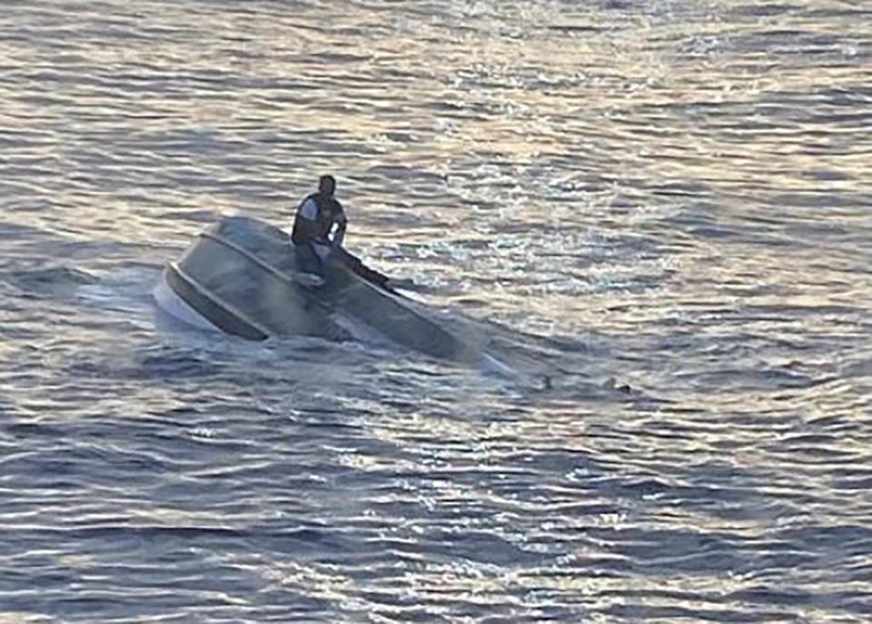 The U.S. Coast Guard is searching for survivors of a capsized vessel approximately 45 miles east of Fort Pierce Inlet, Fla., in what it said was a "suspected human smuggling venture" that began in Bimini on Saturday.