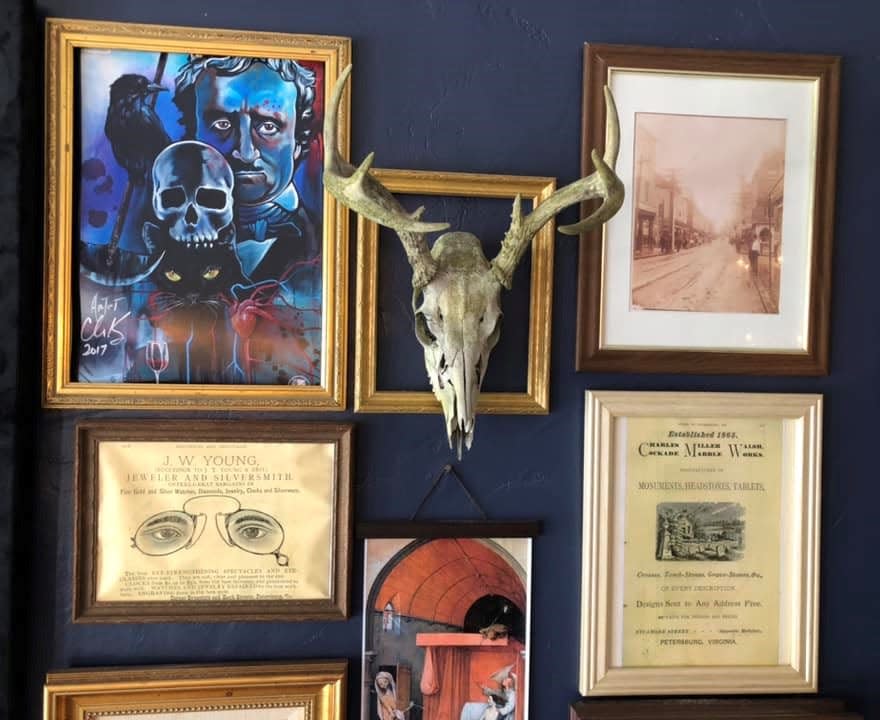 Petersburg memorabilia graces a wall at Oyster Society restaurant in Old Towne.