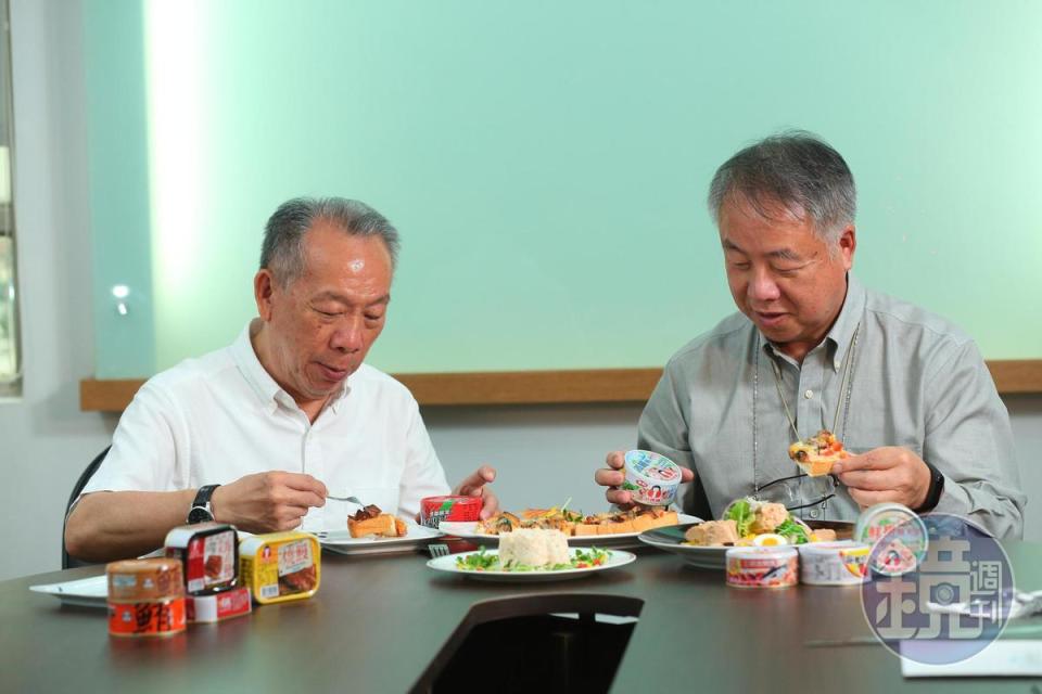 吳天賜（右）與吳宗賢（左）兄弟齊心，帶領東和食品二度轉型，拚成國內最大鯖魚出口商與業務用內銷魚罐頭龍頭，年營收12億元。