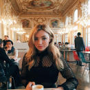 <p>Disney star Peyton List sips her latte in "one of the prettiest rooms I've ever laid eyes on" while visiting Paris. </p>