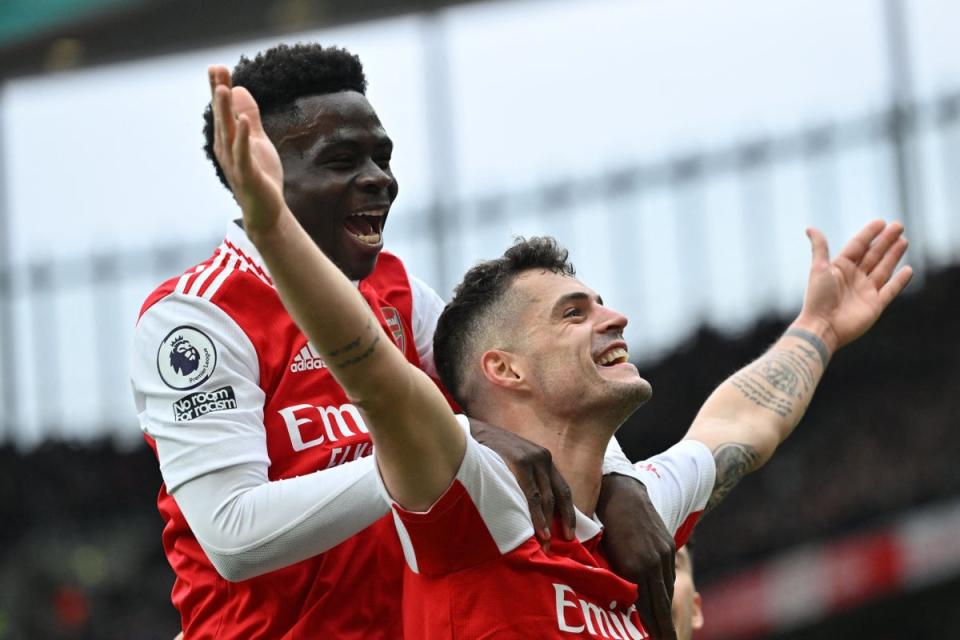 Granit Xhaka was among the goals again to cap another fine afternoon for Arsenal (AFP via Getty Images)