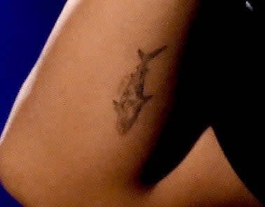 Closeup of Drake's tattoo