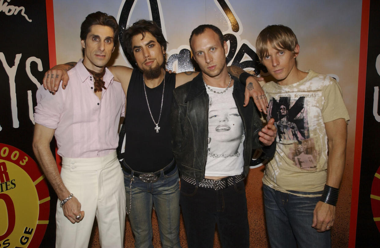 A tribute band to its lost self. Jane’s Addiction circa 2003. At right is Chris Chaney who at this stage replaced the groundbreaking Eric Avery on bass. (Photo by Frank Micelotta/Getty Images for Capitol Records)