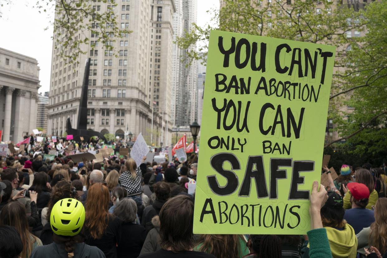 Protestors are pictured at a pro-choice rally in Foley Square Tuesday, May 3, 2022 in Manhattan, New York. (Barry Williams)