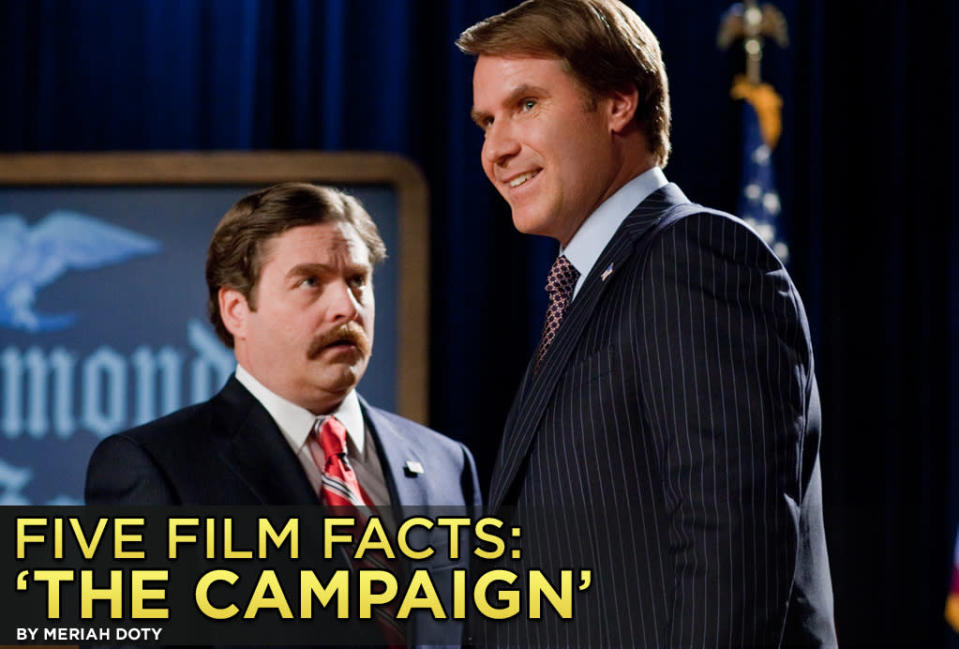 <b>Political Jabs</b><br><br>"<a href="http://movies.yahoo.com/movie/the-campaign/" data-ylk="slk:The Campaign;elm:context_link;itc:0;sec:content-canvas" class="link ">The Campaign</a>" is rife with political and literal jabs... at innocent babies of all things. In theaters this weekend, the comedy stars Will Ferrell and Zach Galifianakis as rival politicians. <br><br>In this week's Five Facts we let you in on Ferrell's claims about the "stunt baby," Galifianakis' real-life political roots -- and real life political punches -- as well as how his high school experience led to his role. <br><br>Click through to read more backstory on "The Campaign."