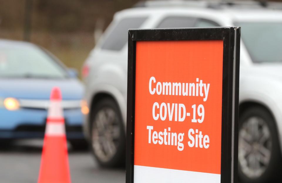 A drive-up COVID-19 testing site behind the corporate offices of Summa Health on Tuesday, Dec. 28, 2021, in Akron.