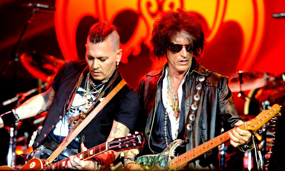 Johnny Depp and Joe Perry of Hollywood Vampires at Manchester Arena.