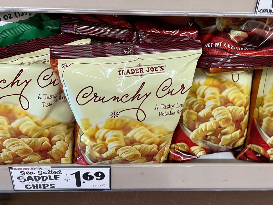 Trader Joe's Crunchy Curls on a shelf